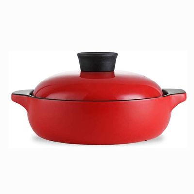 SUNMME Ceramic Casserole Heat-resistant Clay Pot Flower Pattern Earthen Pot with Two Handle Japanese Painting Cookware with Lid for Kitchen Soup Stew