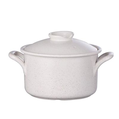 SUNMME Ceramic Casserole, Ceramic with Lid Milk Pan Casserole Stew Pan Soup Pot White 3000ml