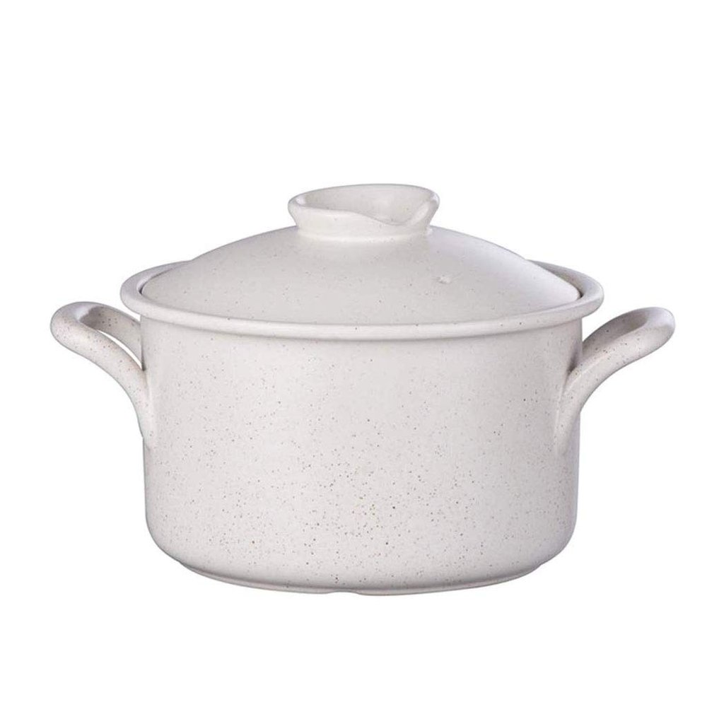 SUNMME Ceramic Casserole, Ceramic with Lid Milk Pan Casserole Stew Pan Soup Pot White 3000ml