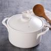 SUNMME Ceramic Casserole, Ceramic with Lid Milk Pan Casserole Stew Pan Soup Pot White 3000ml view 2