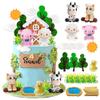 DRWATE Farm Animal Cake Topper Cow Cake Decorations with Cow Pig Horse Sheep Chicken for Baby Shower Farm Birthday Party Supplies (Clay) view 1