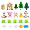DRWATE Farm Animal Cake Topper Cow Cake Decorations with Cow Pig Horse Sheep Chicken for Baby Shower Farm Birthday Party Supplies (Clay) view 3