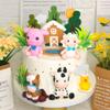 DRWATE Farm Animal Cake Topper Cow Cake Decorations with Cow Pig Horse Sheep Chicken for Baby Shower Farm Birthday Party Supplies (Clay) view 4