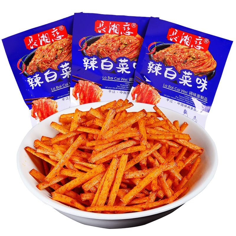 Chinese specialty spicy strips snack, spicy cabbage flavored Latiao 15g/bag, casual snack, independent small packaged snack, delicious instant food, side dishes, classic snacks (Kimchi flavor,20 bags)