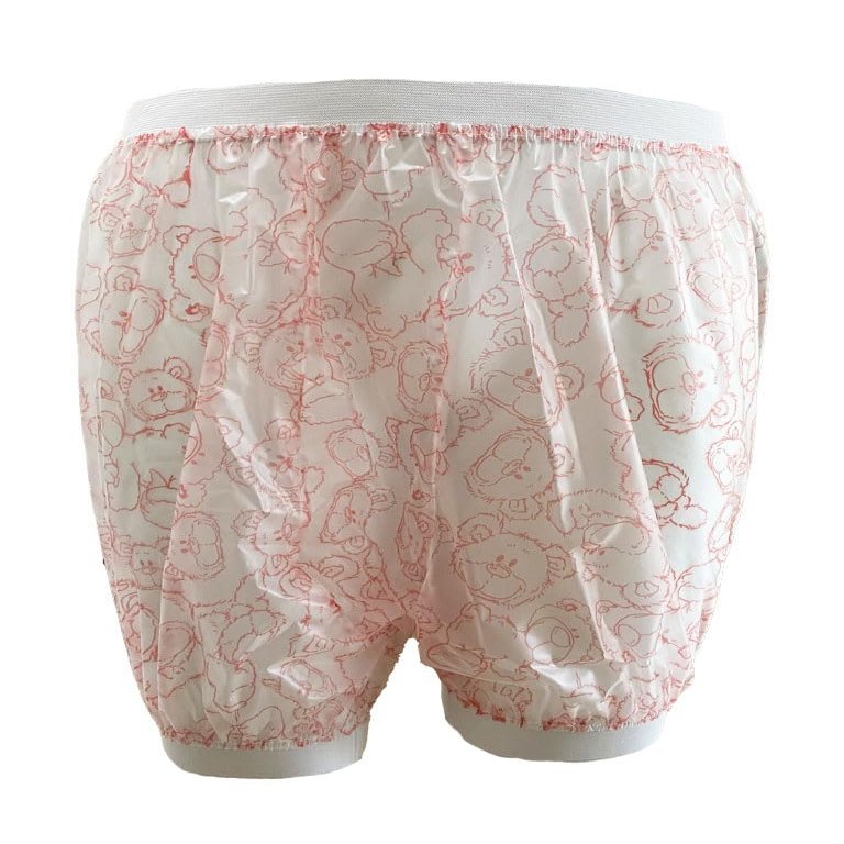 Haian Adult Incontinence Pull-on Plastic(TPU) Comfort Printed Waterproof Pants (Large, Bear)