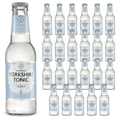Tonic Water for Gin - Premium Skinny Tonic Water w/Quassia & Sicilian Lemon Extracts, Sugar, Carbonated, & Vitamin C - Mixers for Drinks, Vodka, Cocktails, & Mocktails - Raisthorpe, 200ml, 24-Pk