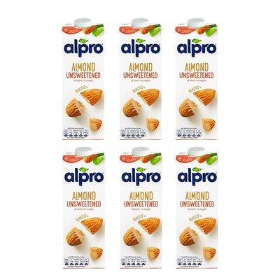 6 x 1Ltr Almond Nuts Unsweetened Plant Based Milk Sugar FREE Low Fat Vegeterian Drink