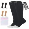 360 RELIEF 2 Pairs Plus Size Compression Socks for Women & Men - Open Toe Graduated Compression Stockings, Flight Socks, Running, Nurses, Maternity, Pregnancy, 3XL, Black + Laundry Bag view 1
