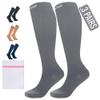 360 RELIEF 3 Pairs Compression Socks for Women & Men - 15-20 mmHg Travel Flight Socks  Graduated Support - Ideal for Running, Cycling & during Maternity -S/M, Grey with Laundry Bag view 1