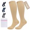 360 RELIEF 3 Pairs Compression Socks for Women & Men - 15-20 mmHg Travel Flight Socks  Graduated Support - Ideal for Running, Cycling & during Maternity -L/XL, Beige with Laundry Bag view 1