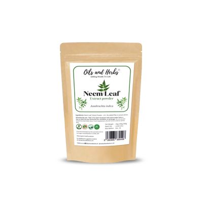 High Strength Neem Leaf Extract Powder 10: 1 - Azadirachta Indica - No fillers and Binders (100 gm) - Natural and Pure - by Oils and Herbs UK