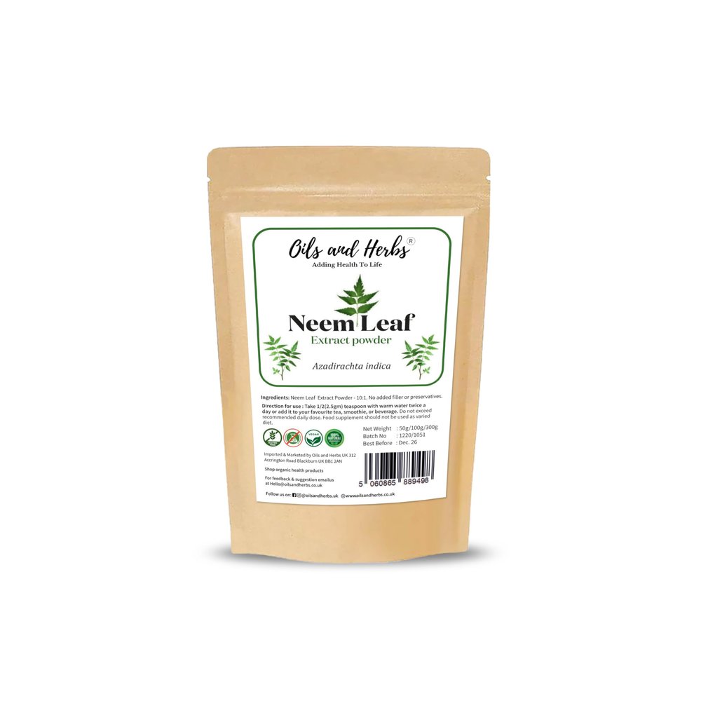 High Strength Neem Leaf Extract Powder 10: 1 - Azadirachta Indica - No fillers and Binders (100 gm) - Natural and Pure - by Oils and Herbs UK