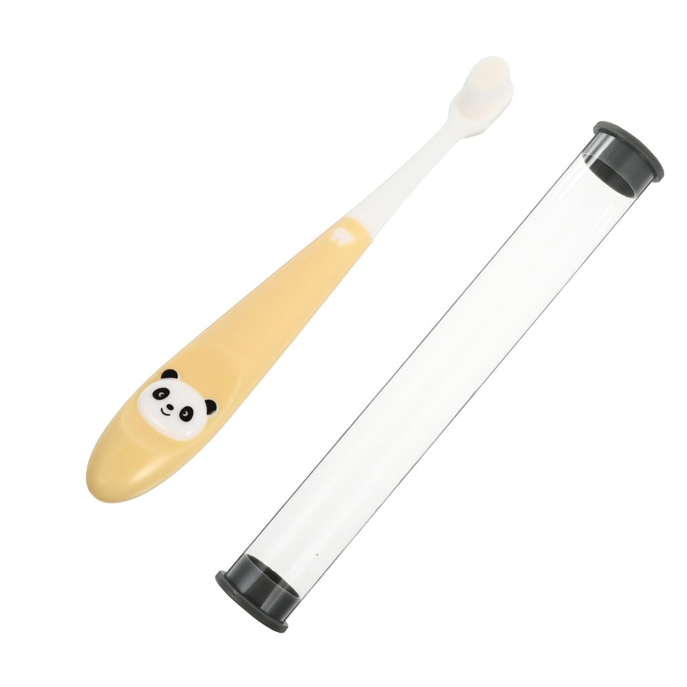 JECOMPRIS Cute Panda Toothbrush for Boys and Girls with Ultra Fine Soft Hair Handy Storage Bucket High Density Manual Tooth Brush for Baby Oral Care