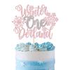 1 Pack Winter Onederland 1st Birthday Cake Topper Glitter Winter Snowflake One Cake Pick Decorations for Winter Wonderland Snowflake First Birthday Theme Baby Shower Kids Party Supplies Silver view 1