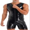 AIEOE Men's Jumpsuit Patent Leather PVC Overall with Long Zipper Sexy One-Piece Suits Slim Fit, Black 06, M view 1