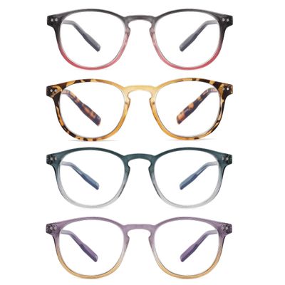 AIKLLY 4 Pack Reading Glasses Blue Light Blocking for Men Women,Fashion Computer Readers with Spring Loaded Hinges +2.50