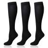 AWAVM 3 Pairs Compression Socks for Women & Men,Non-Slip Breathable Long Tube Compression Socks,Flight Socks Running Socks for Support,Sports,Flying,Maternity Pregnancy,Nurses,Travel,XL (BLACK) view 1
