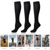 AWAVM 3 Pairs Compression Socks for Women & Men,Non-Slip Breathable Long Tube Compression Socks,Flight Socks Running Socks for Support,Sports,Flying,Maternity Pregnancy,Nurses,Travel,XL (BLACK) view 3