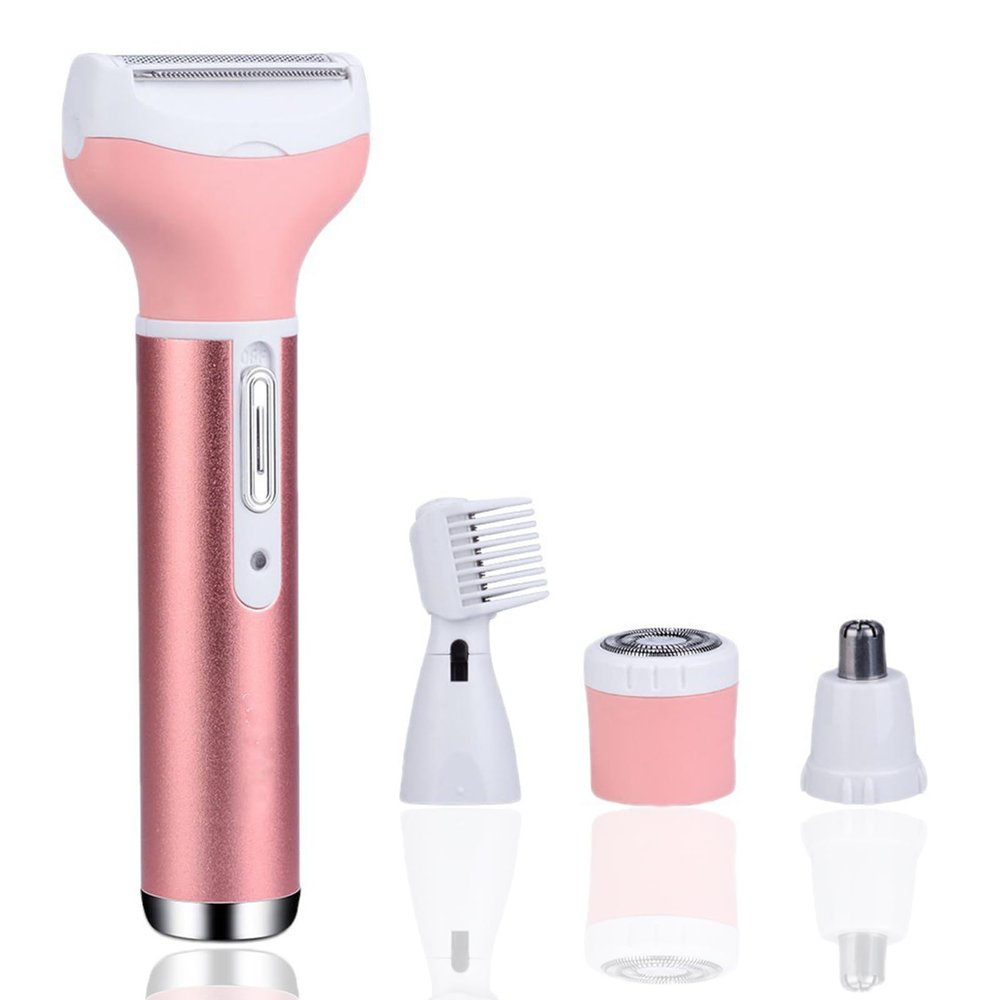 ieron Electric Lady Shaver for Women, 4 in-1 Cordless Wet and Dry Hair Removal Bikini Trimmer Rechargeable Painless Razor for Face Legs Underarms Nose and Eyebrow