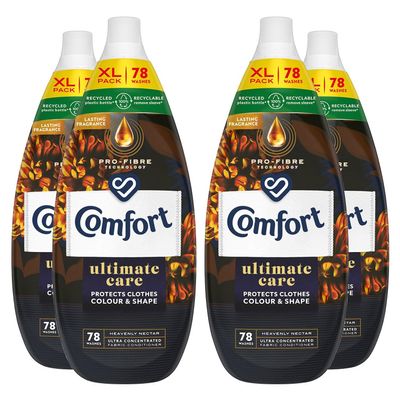 Comfort Ultimate Care Ultra-Concentrated Fabric Conditioner with Lasting Fragrance Intense Liquid Fabric Softener 78 Wash, 1.18 L (Heavenly Nectar, Buy 4)