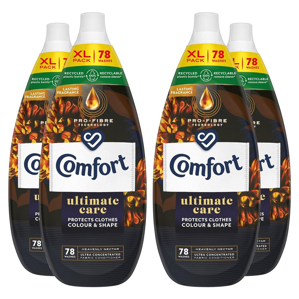 Comfort Ultimate Care Ultra-Concentrated Fabric Conditioner with Lasting Fragrance Intense Liquid Fabric Softener 78 Wash, 1.18 L (Heavenly Nectar, Buy 4)