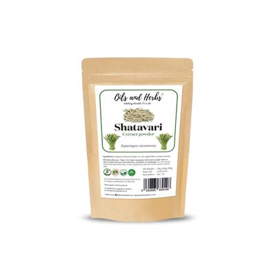 Organic Shatavari Extract Powder 4:1 Asparagus racemosus - No fillers and Binders (100 gm) - Natural and Pure - by Oils and Herbs UK