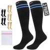 360 RELIEF 3 Pairs Compression Socks for Women Men, 15-20 mmHg Supports Circulation, Travel Flight Socks, Pregnancy Stockings S/M, Black with 2 Blue lines + Laundry Bag view 1