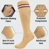 360 RELIEF 2 Pairs Compression Socks for Women Men, 15-20 mmHg Supports Circulation, Travel Flight Socks, Pregnancy Stockings L/XL, Beige with 2 Plum Purple lines + Laundry Bag view 4