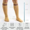 360 RELIEF 2 Pairs Compression Socks for Women Men, 15-20 mmHg Supports Circulation, Travel Flight Socks, Pregnancy Stockings S/M, Beige with 2 Plum Purple lines + Laundry Bag view 2