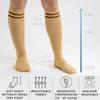 360 RELIEF Compression Socks for Women Men, 15-20 mmHg Supports Circulation, Travel Flight Socks, Pregnancy Stockings S/M, Beige with 2 Dark brown lines + Laundry Bag view 2