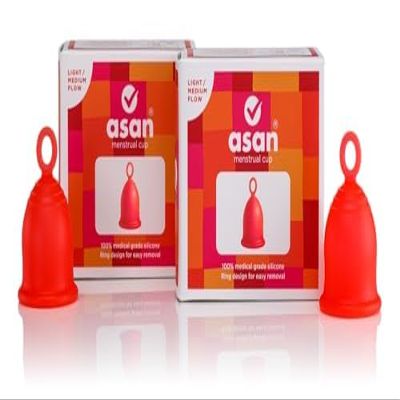 Asan Menstrual Cups - Light/Medium Flow (2 Pack) | Easy Insertion & Removal with Ring Design | 12 Hour Leakproof Protection & Reusable | Medical Grade Silicone I Eco-Friendly Period Products & Pouch