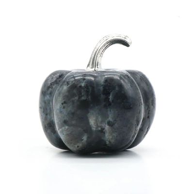1PC Pumpkin Statue Natural Stone Ornament Hand Carved Pumpkin Figurine Jade Agate Healing Crystals Office Home Decor,Flash Labradorite-B
