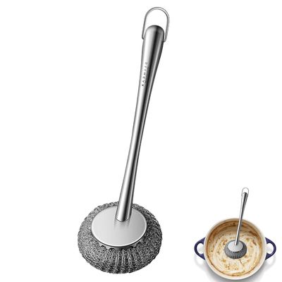 Pot Brush Scrubber - Stainless Steel Pans Scouring Scrubber Non-Slip Brush - Kitchen Utensils for Dishwashing Sink, Iron Pots, Bowl, Plates, Non-Stick Pans Bellv