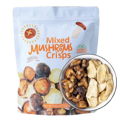 VIGOROUS MOUNTAINS Mushroom Chips Veggie Snacks - Dried Shiitake and King Oyster Good Salted Crisp Mix - Grocery Vegetable Snack Chip 250g