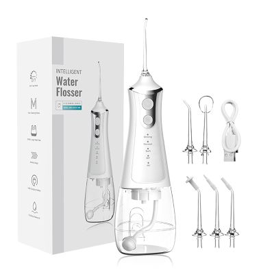 ALIWO Portable Oral Rinse Water Flosser with 4 Modes 5 Nozzles 300Ml Ipx7 Waterproof Rechargeable Water Flosser for Oral Care (Color : White)