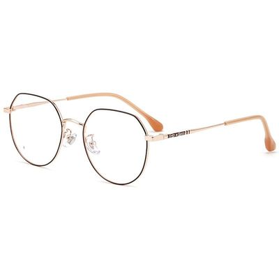 PARWANA Round Oversized Metal Reading Glasses Blue Light Blocking Eyeglasses Computer Readers Clear Vision Flat Light Mirror (Color : Black-rose, Size : +100)
