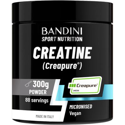 Bandini Creatine CREAPURE Pure Powder Monohydrate - 300g for 88 Servings - 100% Vegan - Pure and Clean Creapure Supplement for Sport, Gym, Strength & Pre Workout - No fillers - for ATP and Recovery