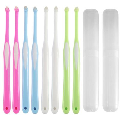 AYNKH 8 Pcs Interspace ToothbrushSoft Single Tufted Toothbrush End-tuft Tapered Orthodontic Interdental Brushes Gap Toothbrush, for Dental CleaningSensitive Gums Deep Cleaning(4 Random Colors)