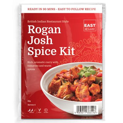 East at Home Rogan Josh Spice Kit, Authentic Indian Restaurant Style Curry Ready in 30 Minutes, Serves 4, Vegan & Gluten-Free, Premium Indian Spices, Pack of 3