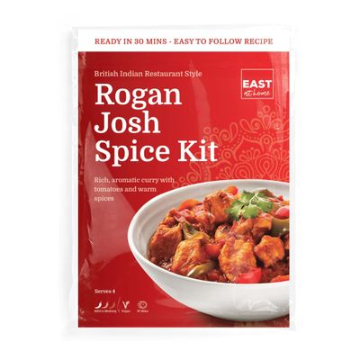 East at Home Rogan Josh Spice Kit, Authentic Indian Restaurant Style Curry Ready in 30 Minutes, Serves 4, Vegan & Gluten-Free, Premium Indian Spices, Pack of 1