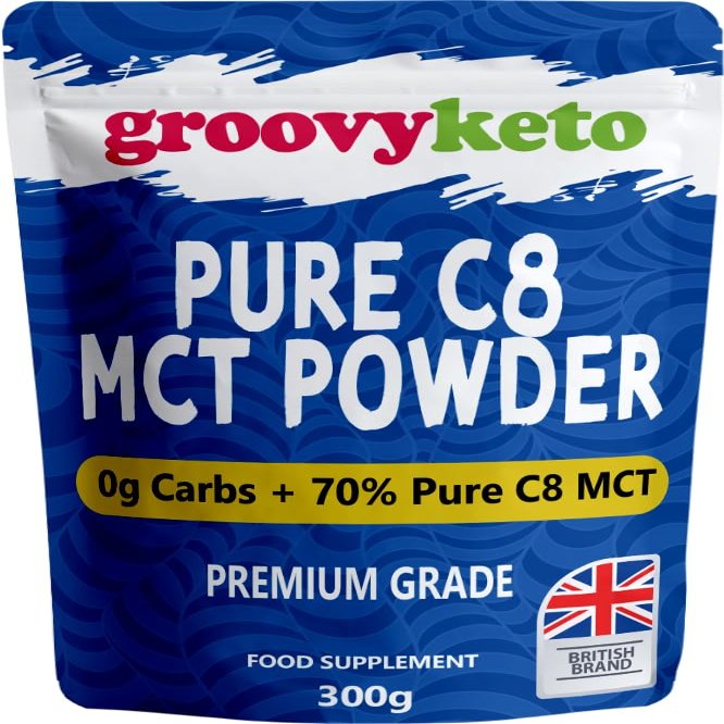 Groovy Keto Pure C8 MCT Powder | MCT C8 Oil Powder | Instant Ketone Energy | Purest Form of MCT | 100% Pure Caprylic Acid | 0g Carbs | Enhances Ketosis & Fasting | 300g