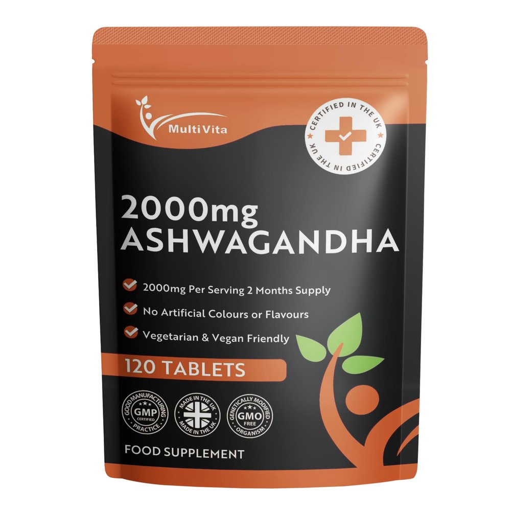 Ashwagandha 2000mg - 120 Vegan Tablets Pure High Strength Ashwagandha Root Extract - 2 Months Supply - Ashwagandha Supplement (not Ashwagandha Capsules or Gummies) Non-GMO and Made in the UK