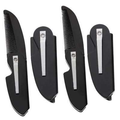 POPETPOP 4pcs Portable Folding Beard Comb for Men Lightweight Mustache Grooming Tool Travel-friendly Hair Supply for Clean Styling and Beard Maintenance