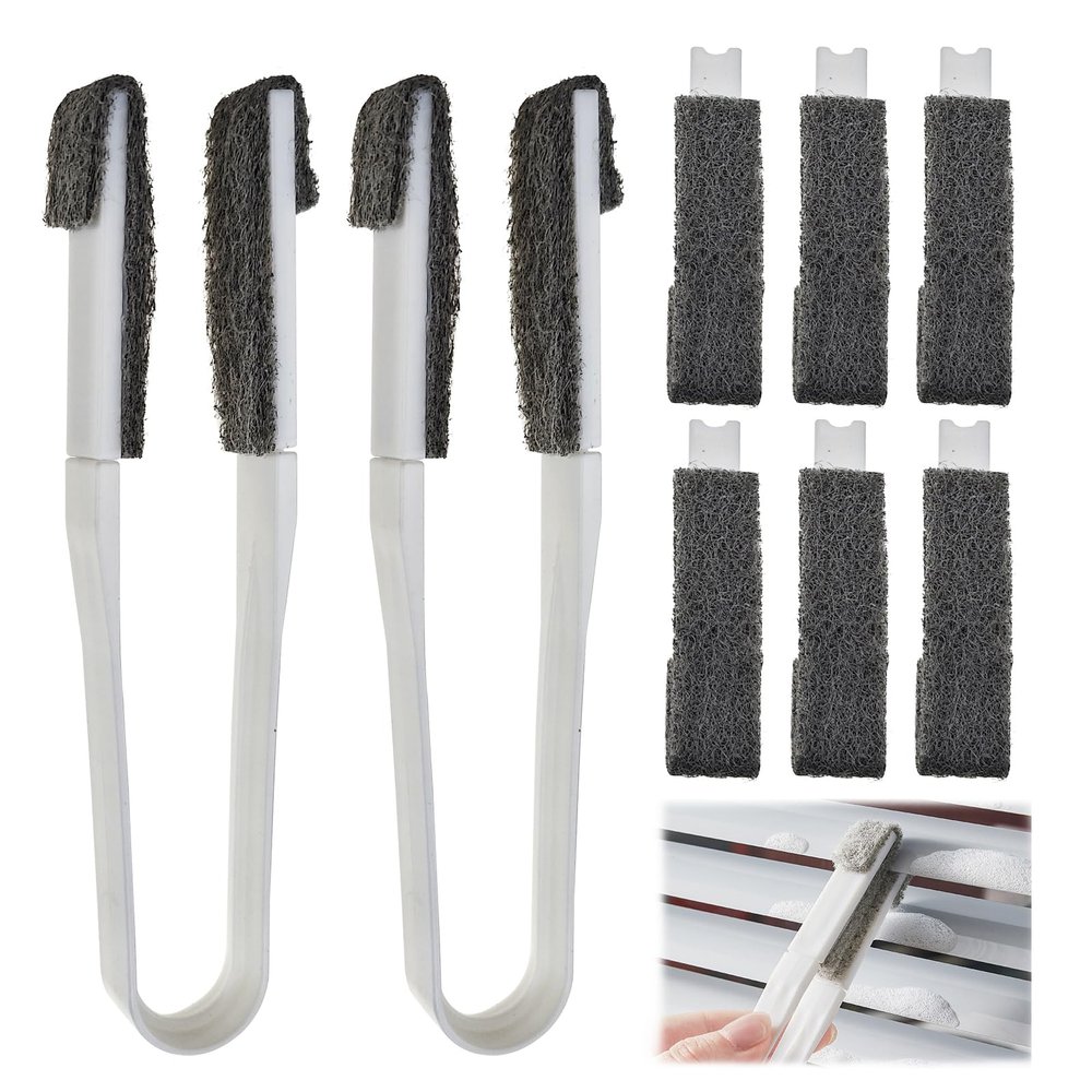 2 Pack Blind Duster, Window Blind Cleaner Duster Brush, Mini Blind Cleaner Tools with 12 Sponges Replacement Head