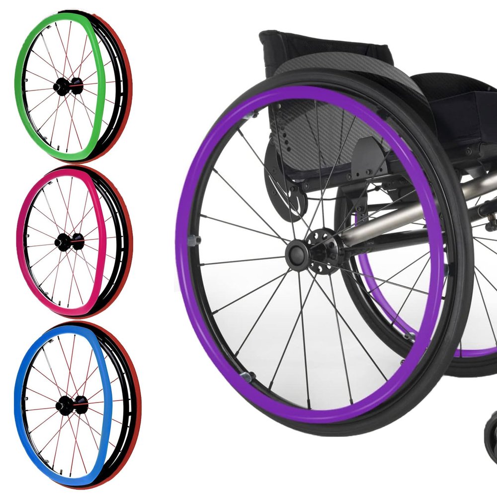 24in Non-Slip Wheelchair Push Rim Covers - Protect Rear Wheel - Durable Hand Push Covers - Reliable Accessory for Wheelchair - by Wheelchair Cover