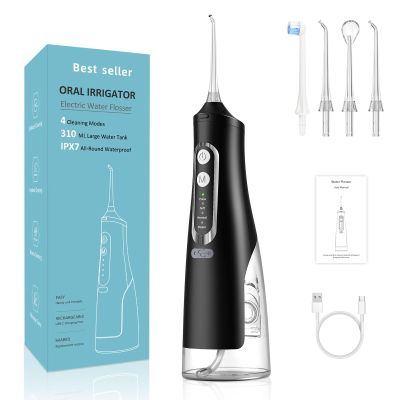 ALIWO Portable Rechargeable Dental Scrubber Powerful Battery Water Dental Cleaner 4 Modes Water Flosser for Cleaning Teeth a Must Have for Family Travel! (Color : Black)