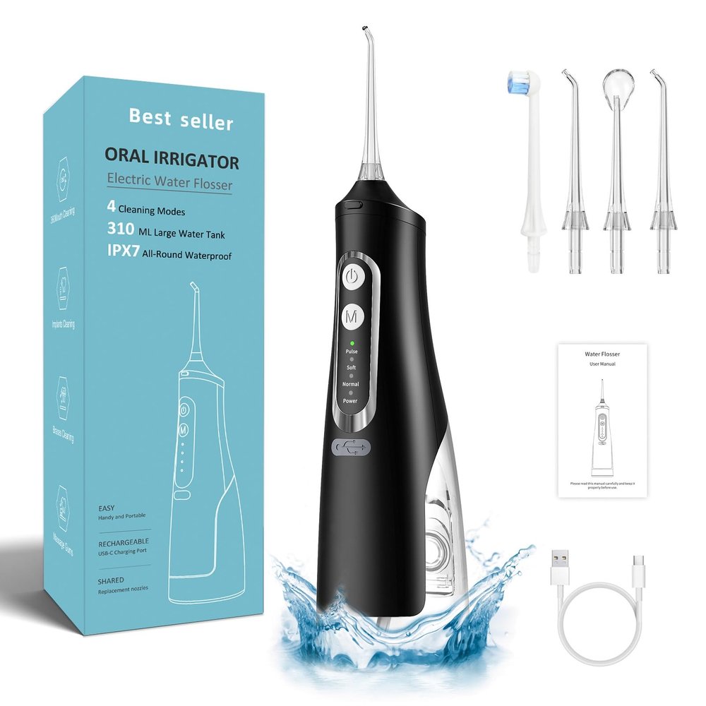 ALIWO Portable Tooth Flosser Usb-c Rechargeable Teeth Cleaner Ideal for Home Travel, Braces and Bridge Care Ipx7 Waterproof Rating