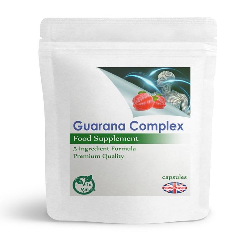 Guarana Complex Capsules, Boost Energy, Mood, Memory, Focus, UK (Pack of 180)