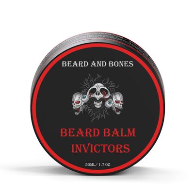 Beard and Bones - 50ml Nut-Free Beard Balm for Men | Shea Butter, Jojoba Oil & Grapeseed Oil | Moisturizing & Nourishing Balm for Coarse Beards | 6 Scent (Invictors)