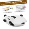 Panda Soap Box Kitchen Sink Soap Tray Kitchen Soap Tray Soap Holder Pallet Soap Drainer Dish Soap Draining Tray Bathroom Supplies Ceramic Soap Dish Ceramics Decorate Scrubber view 3